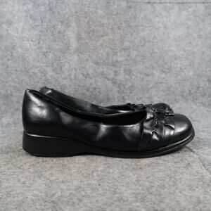 Casual Shoes Womens 8.5 Ballet Flat Slip On Loafer Ruffle Toe Black Casual Retro